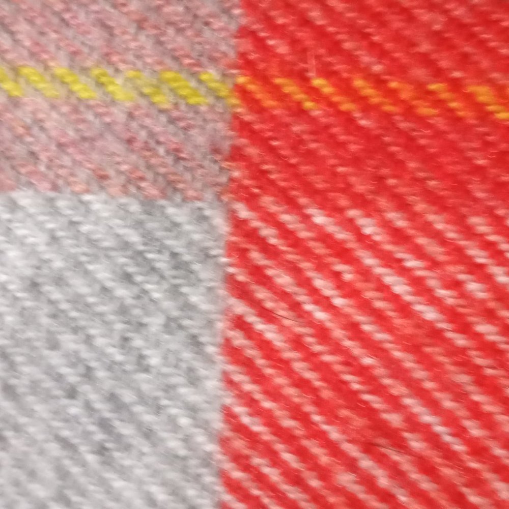 Plaid Throw Large Size L66" X W 53" Cream/Orange/Pale Grey/Yellow - Picture 4 of 8